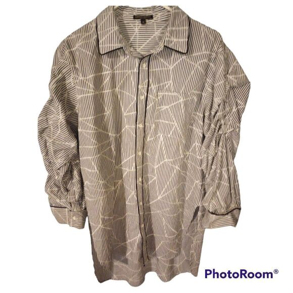 Alberto Makali stripped button down with outside stitching - Picture 1 of 12